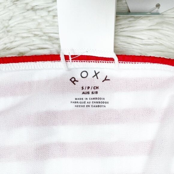 Roxy Hello July Red Striped Full Bikini Bottoms Size Small - Picture 6 of 7
